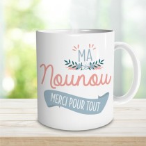 MUG CÉRAMIQUE MERCI NOUNOU 240ML 9.5CM BLANC