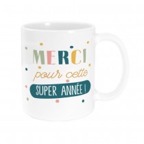 MUG CÉRAMIQUE MERCI SUPER ANNÉE 240ML BLANC