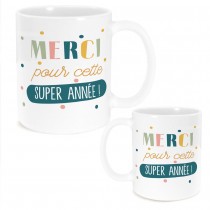 MUG CÉRAMIQUE MERCI SUPER ANNÉE 240ML BLANC