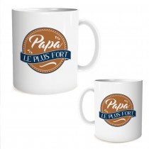 MUG CÉRAMIQUE PAPA LE PLUS FORT 9.5CM BLANC