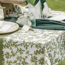 NAPPE TISSU LAVABLE BOTANIQUE 140X240CM PISTACHE