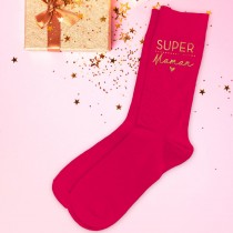 PAIRE CHAUSSETTES COTON SUPER MAMAN 36-42 ROSE