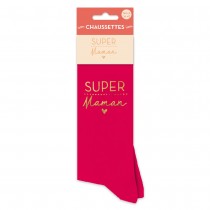 PAIRE CHAUSSETTES COTON SUPER MAMAN 36-42 ROSE