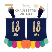 PAIRE DE CHAUSSETTES ORTEILS ANNIVERSAIRE 18ANS