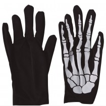 PAIRE DE GANTS POLYESTER NOIR SQUELETTE ADULTE