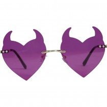 PAIRE DE LUNETTES C?\'UR CORNES DIABLE LILAS ADULTE