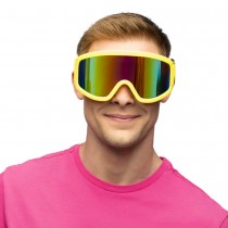 PAIRE DE LUNETTES FESTIVES SKI JAUNE FLUO ADULTE