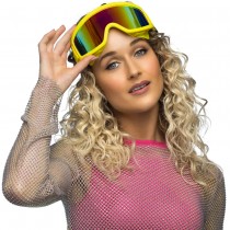 PAIRE DE LUNETTES FESTIVES SKI JAUNE FLUO ADULTE