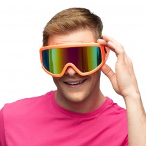 PAIRE DE LUNETTES FESTIVES SKI ORANGE FLUO ADULTE