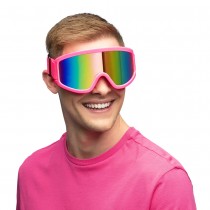 PAIRE DE LUNETTES FESTIVES SKI ROSE FLUO ADULTE