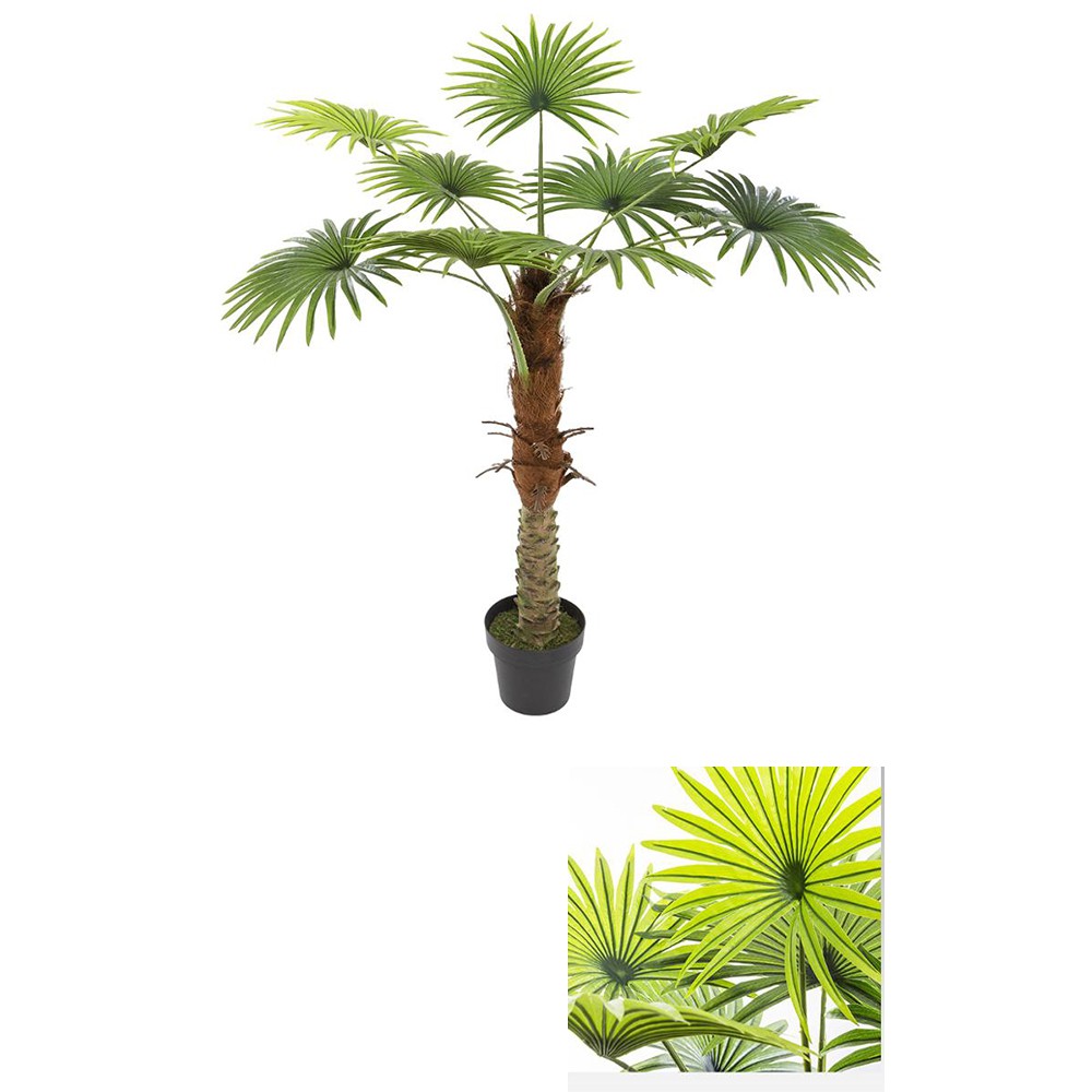 Plante Artificielle en Pot Palmier 28cm Vert