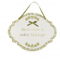 PANNEAU CARTON BIENVENUE MARIAGE BOTANIQUE 43X34CM