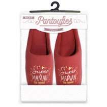 PANTOUFLES COTON SUPER MAMAN SEMELLE CONFORT ROUGE