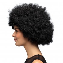 PERRUQUE AFRO GROOVE CHEVEUX BOUCLÉS NOIR ADULTE