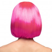 PERRUQUE COUPE CHEVEUX CARRÉ FRANGE ROSE VIF FEMME