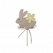 PIQUE LAPIN FLEUR JAUNE BOIS N?\'UD 7.5X6CM