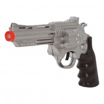 PISTOLET PLASTIQUE DÉFENSE POLICE FBI 28CM ARGENT