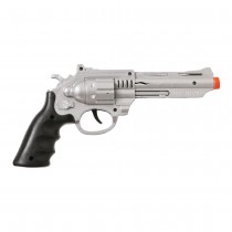 PISTOLET PLASTIQUE DÉFENSE POLICE FBI 28CM ARGENT