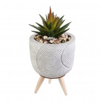 PLANTE ARTIFICIELLE POT CIMENT SUR PIED 14.50X8CM