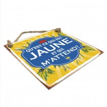 PLAQUE MÉTAL DÉCORATIVE APÉRO 20CM JAUNE