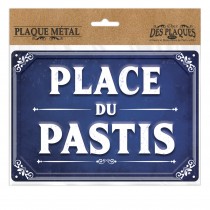 PLAQUE MÉTAL DÉCORATIVE PLACE DU PASTIS 20CM BLEU