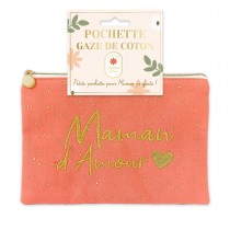 POCHETTE GAZE DE COTON MAMAN D\'AMOUR 24X17X17CM