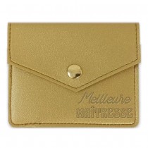 PORTE-CARTES SIMILICUIR MAÎTRESSE 10X7.5CM OR