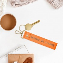 PORTE-CLEFS LANIÈRE ORANGE MAMIE JE T\'AIME