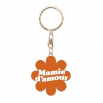 PORTE-CLEFS MÉTAL FLEUR ORANGE MAMIE D\'AMOUR