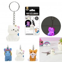 PORTE-CLEFS MÉTAL LUMINEUX ANIMAL KAWAII 5.5X4.4CM