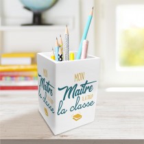 POT À CRAYONS BOIS MAÎTRE CLASSE 8X12CM BLANC