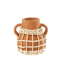 POT TERRE CUITE ROTIN TRESSÉ 12X14CM TERRACOTTA