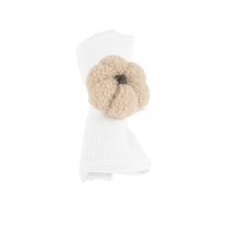 ROND DE SERVIETTE CITROUILLE TISSU JUTE 8CM IVOIRE