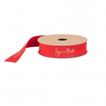 RUBAN VELOURS JOYEUX NOËL OR 18MMX3M ROUGE