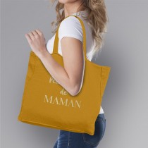 SAC CABAS GAZE DE COTON MAMAN 37.5X35.5CM JAUNE