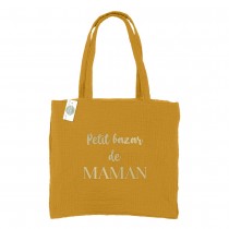 SAC CABAS GAZE DE COTON MAMAN 37.5X35.5CM JAUNE