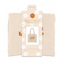 SAC CABAS GAZE DE COTON MAMIE 10X37X35CM BEIGE