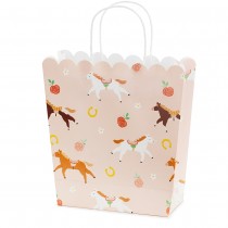 SAC CADEAU CARTON CHEVAL FLEUR 23X22X8.5CM ROSE