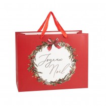 SAC CADEAU NOËL TRADITION 26X33X13.5CM ROUGE