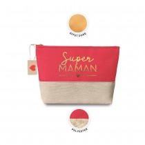 SAC POCHETTE POLYESTER SUPER MAMAN 17X24.5CM