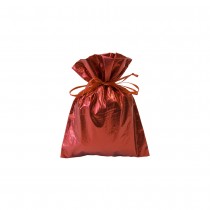 SACHET EFFET TISSU FROISSÉ 24X18CM ROUGE MÉTAL