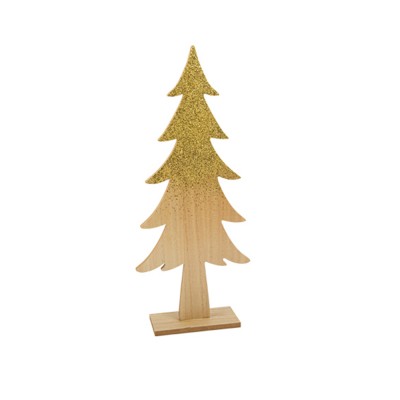 SAPIN SOCLE BOIS PAILLET OR 47.5X20X7CM NATURE