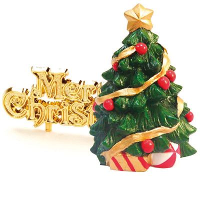 Set embouts de bûche de Noël et décors alimentaires : Sapins 6.5 x