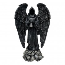 STATUE ANGE FAUCHEUR AILES RÉSINE 19X10X31CM NOIR