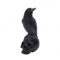 STATUE CORBEAU CRÂNE DÉCO RÉSINE 13X8X22CM NOIR