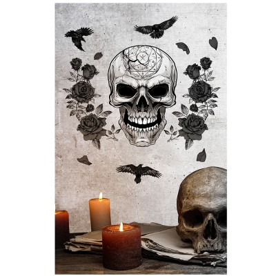 Sticker mural décoration tête de mort skull Halloween ref 2
