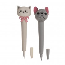 STYLO BILLE FANTAISIE TÊTE ANTI-STRESS ANIMAL 19CM