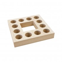 SUPPORT BOIS MDF CARRÉ 12 TUBES À ESSAI 15.4X2.5CM