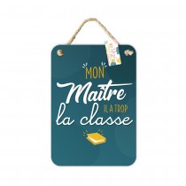 SUSPENSION PLAQUE MÉTAL MAÎTRE 14X20CM BLEU