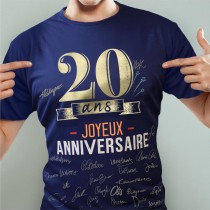 T-SHIRT À DÉDICACER 20ANS ANNIVERSAIRE HOMME XL